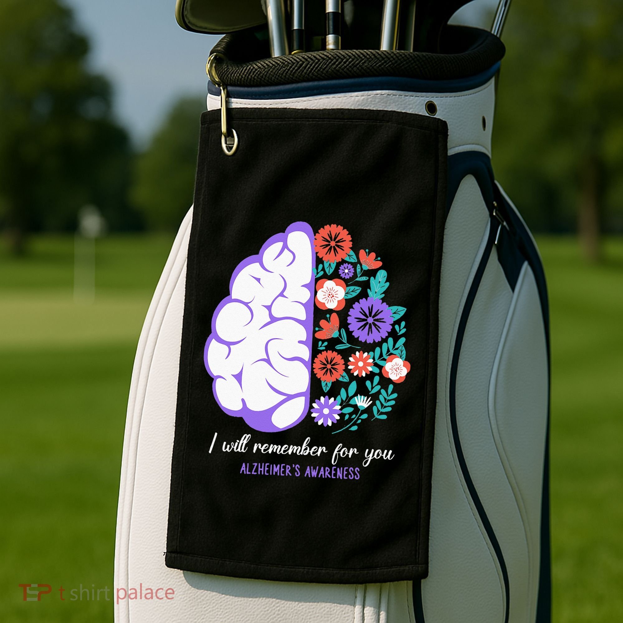 I Will Remember For You Alzheimers Awareness Brain Disorder Golf Towel