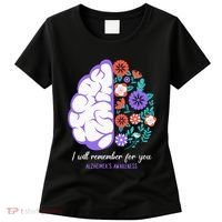 I Will Remember For You Alzheimers Awareness Brain Disorder Women's T-Shirt thumb 0