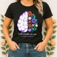 I Will Remember For You Alzheimers Awareness Brain Disorder Women's T-Shirt thumb 2