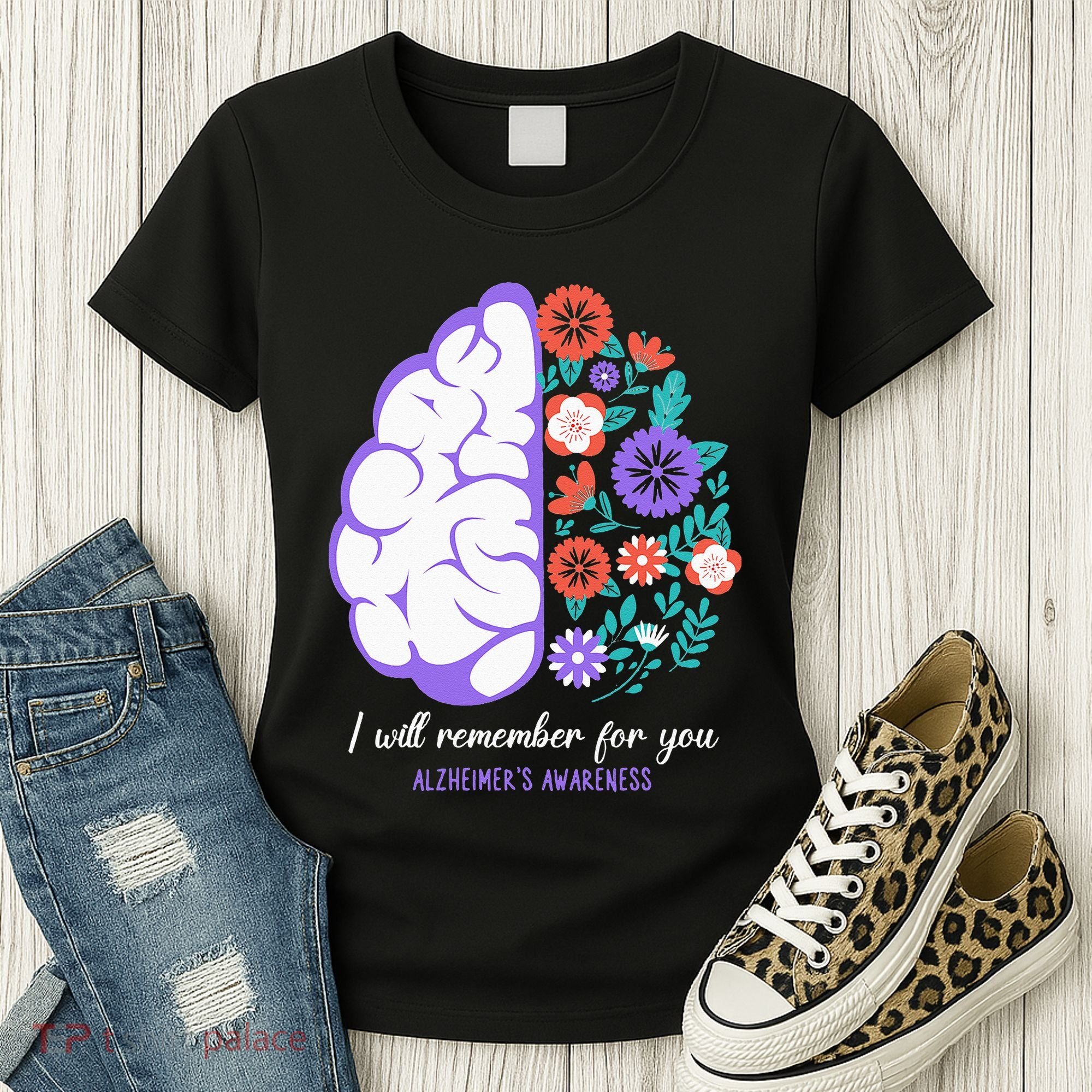 I Will Remember For You Alzheimers Awareness Brain Disorder Women's T-Shirt