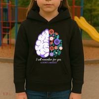 I Will Remember For You Alzheimers Awareness Brain Disorder Kids Hoodie thumb 3