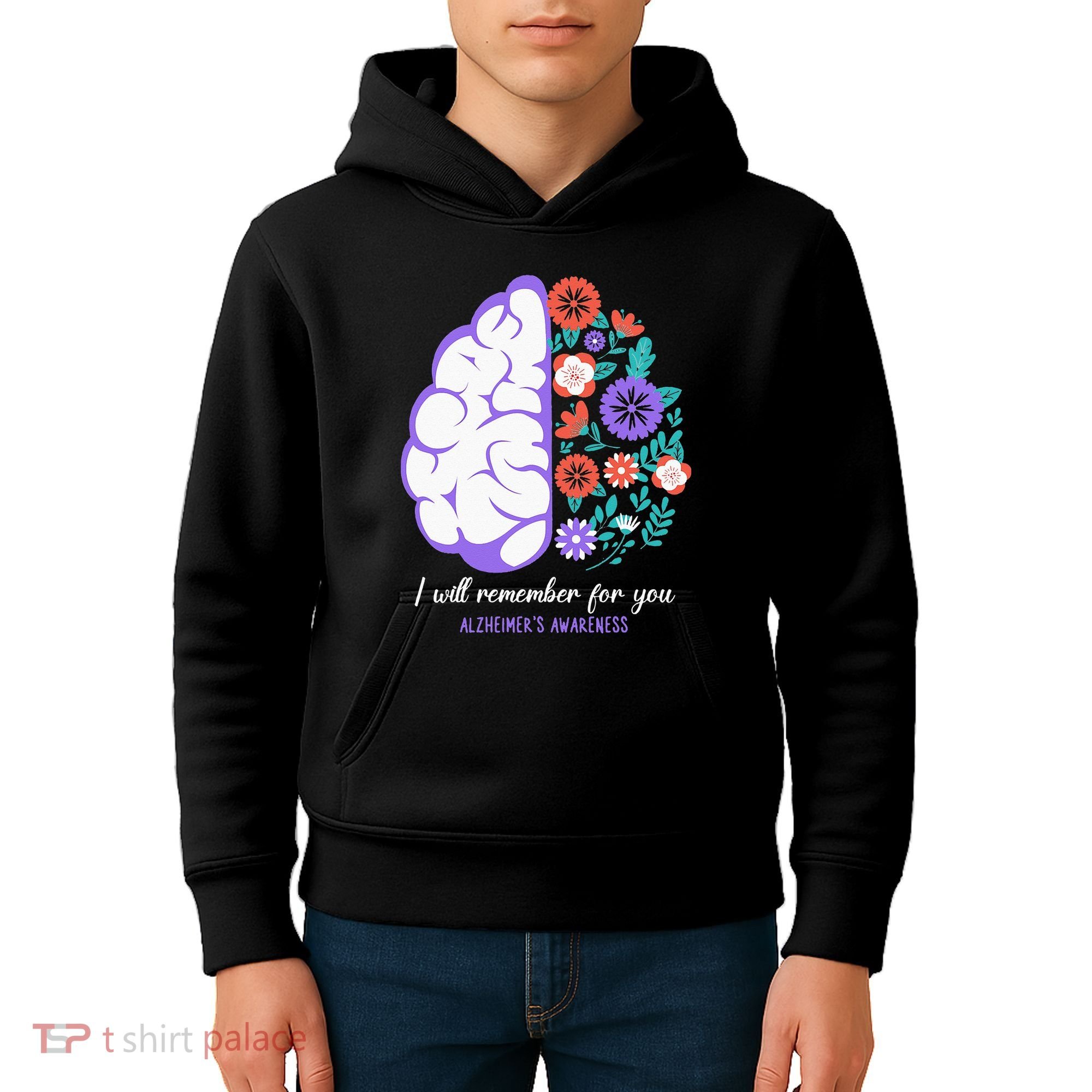 I Will Remember For You Alzheimers Awareness Brain Disorder Kids Hoodie