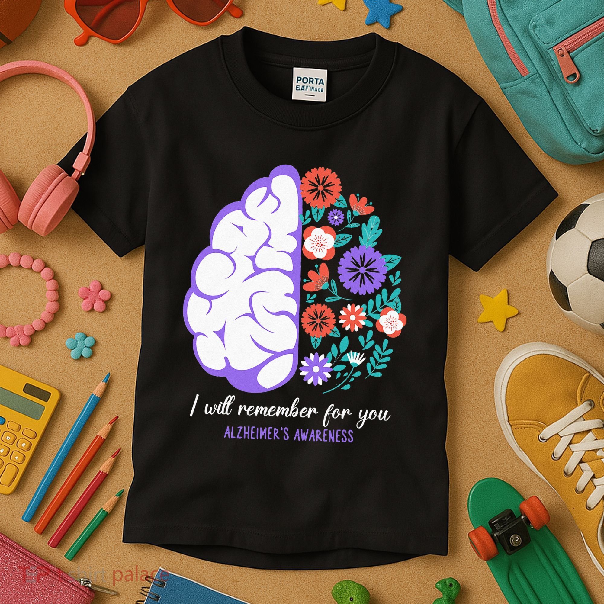 I Will Remember For You Alzheimers Awareness Brain Disorder Kids T-Shirt
