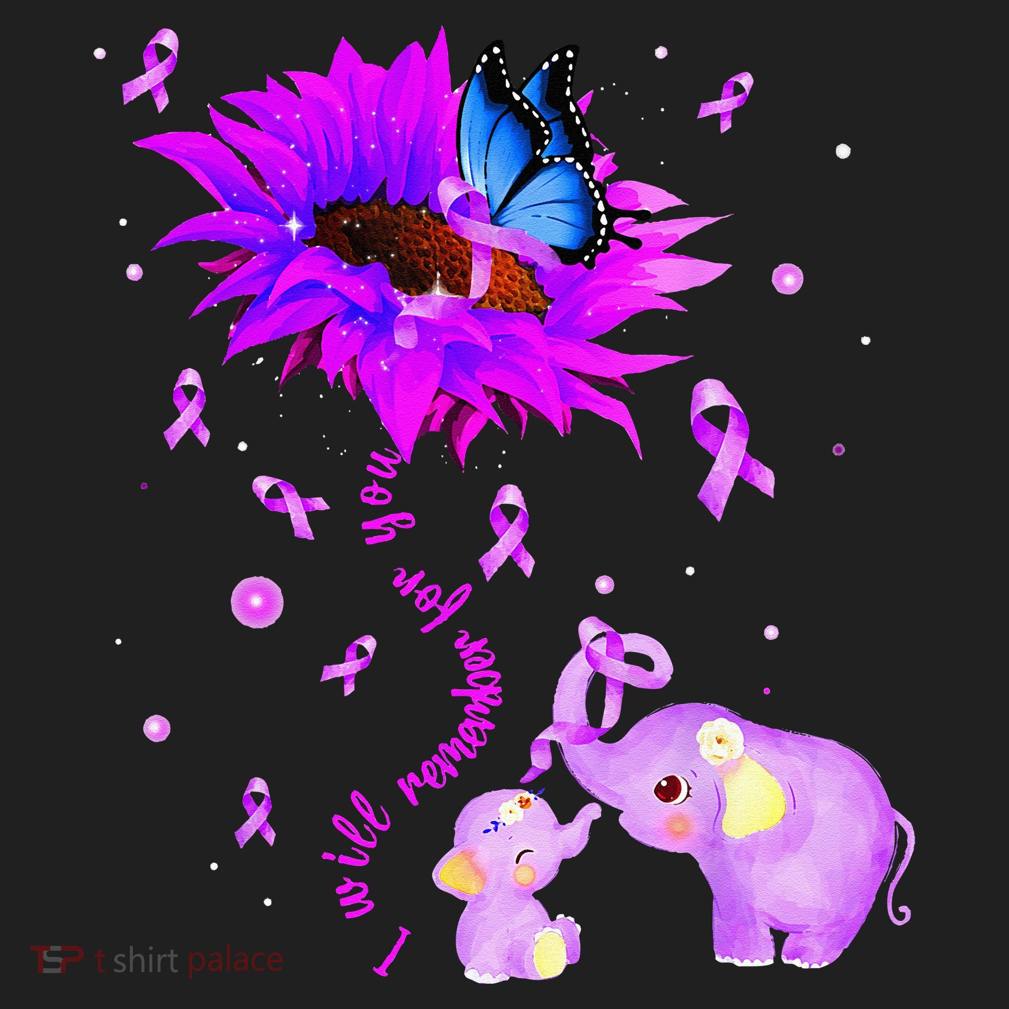 I Will Remember For You Elephant Flower Alzheimers Awareness Comfort Colors Boxy T-Shirt