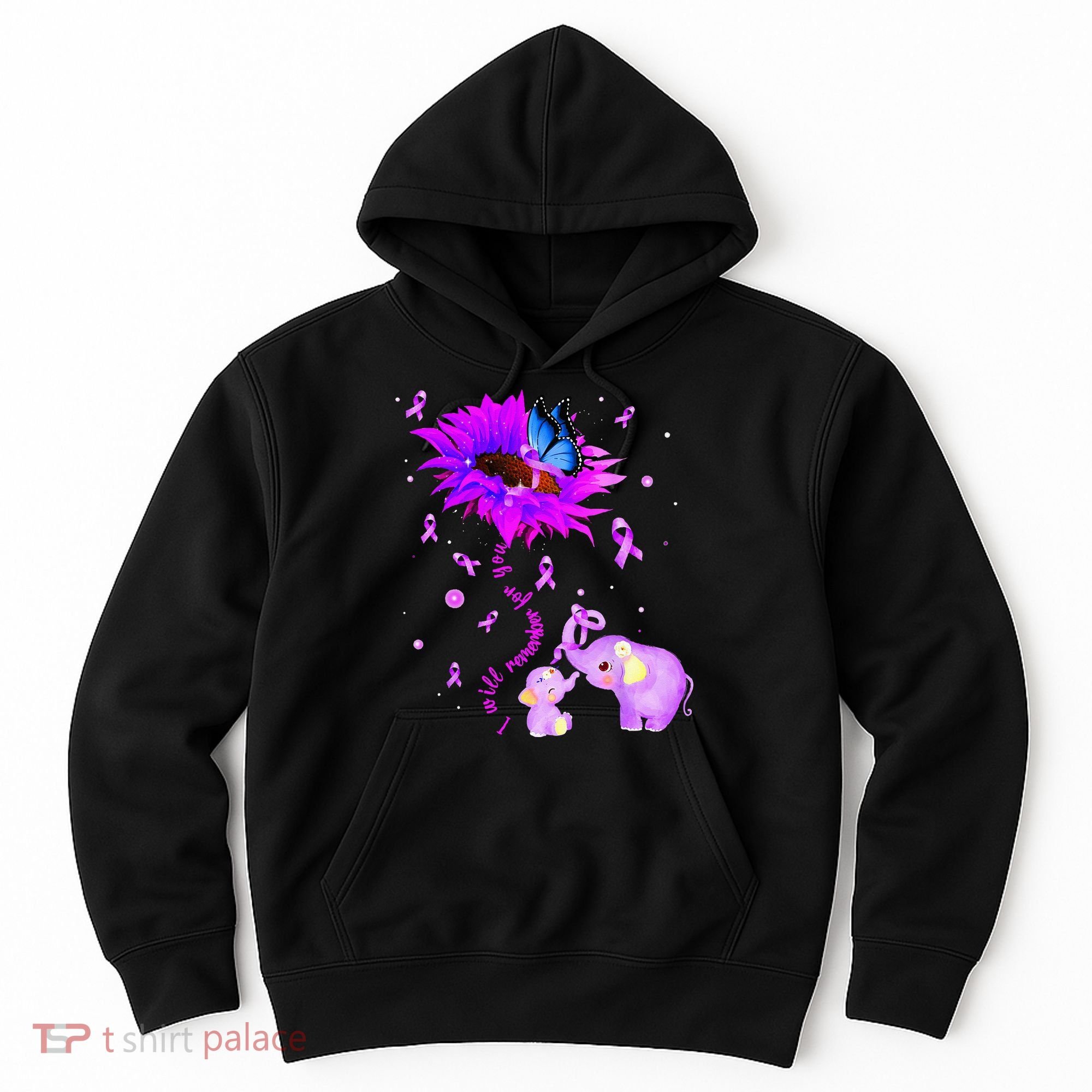 I Will Remember For You Elephant Flower Alzheimers Awareness Hoodie