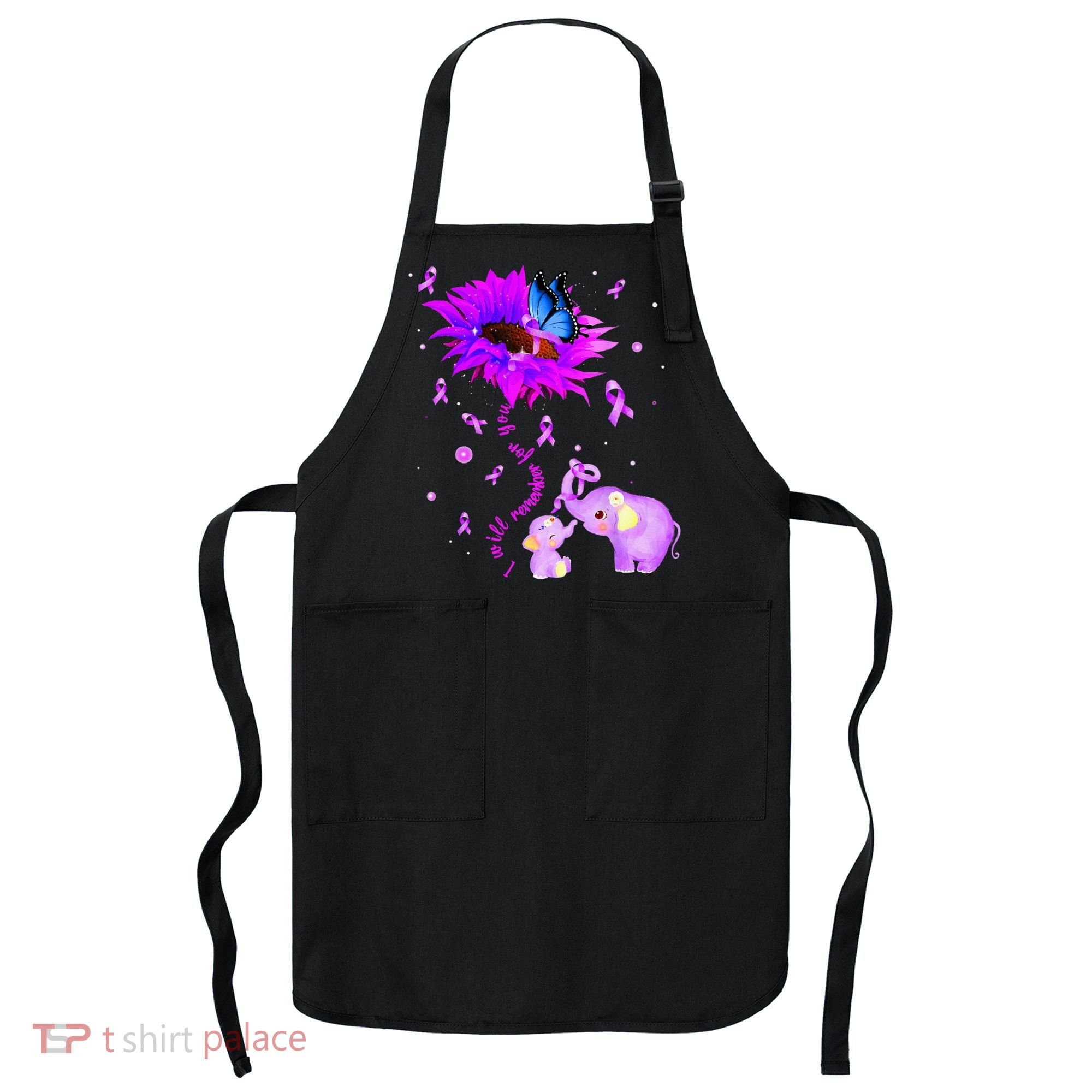 I Will Remember For You Elephant Flower Alzheimers Awareness Apron