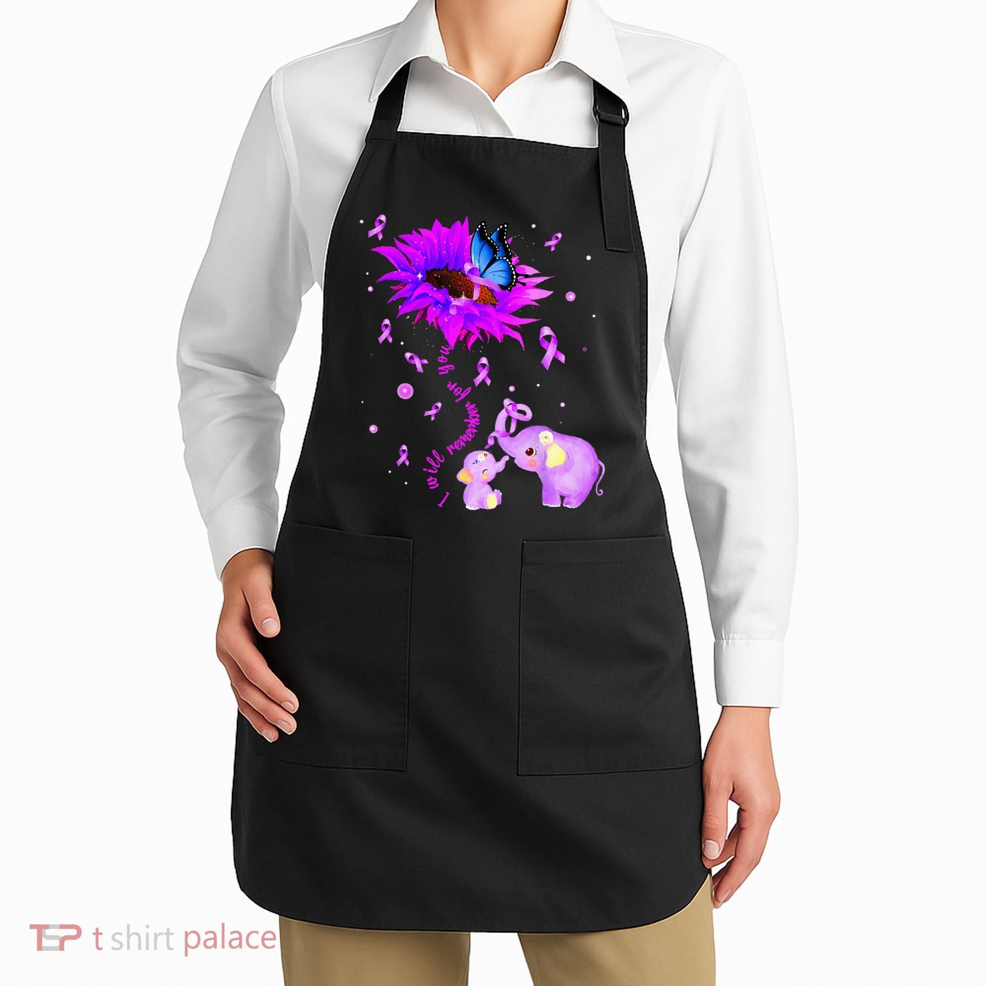 I Will Remember For You Elephant Flower Alzheimers Awareness Apron