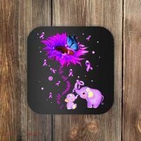 I Will Remember For You Elephant Flower Alzheimers Awareness Coaster thumb 0