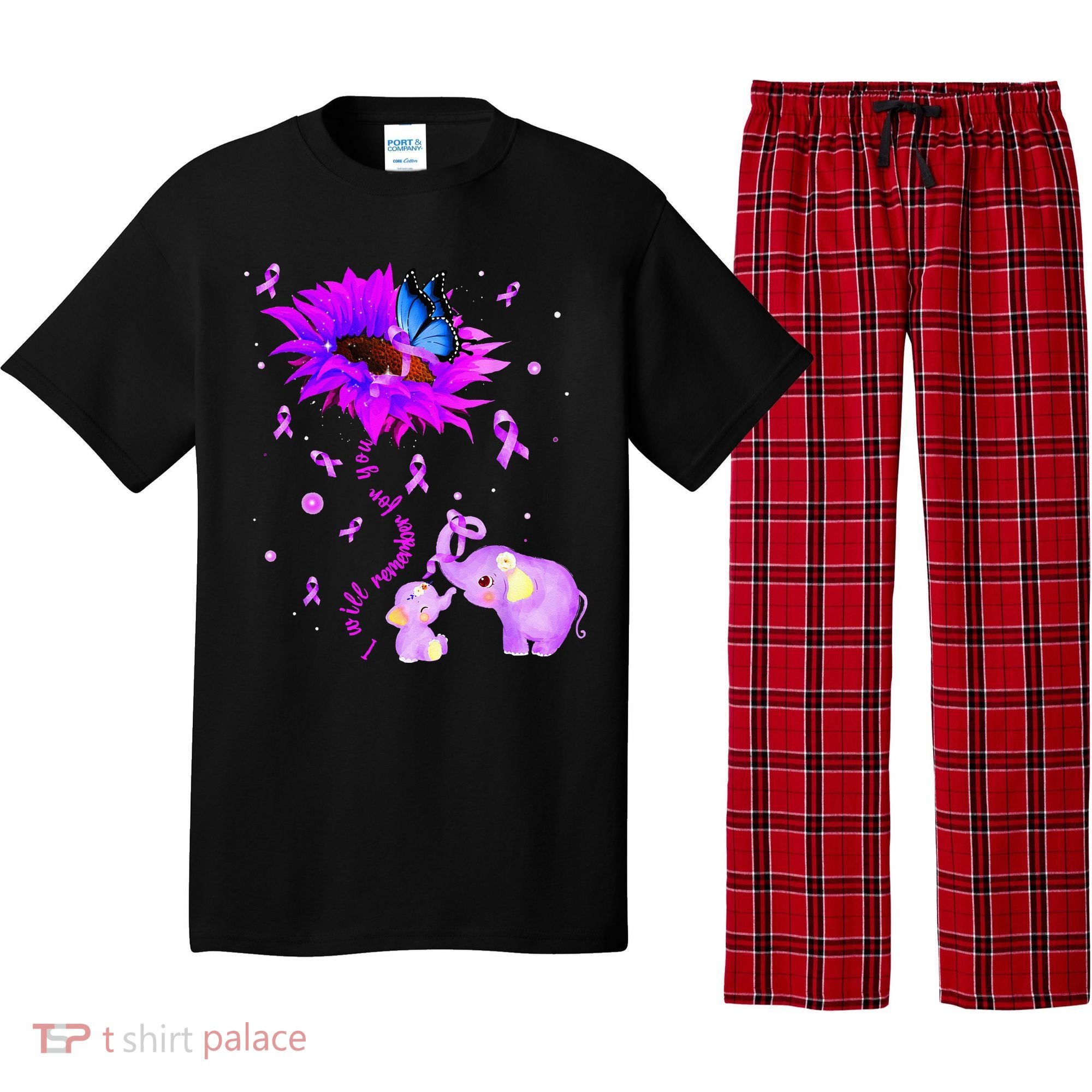 I Will Remember For You Elephant Flower Alzheimers Awareness Pajama Set