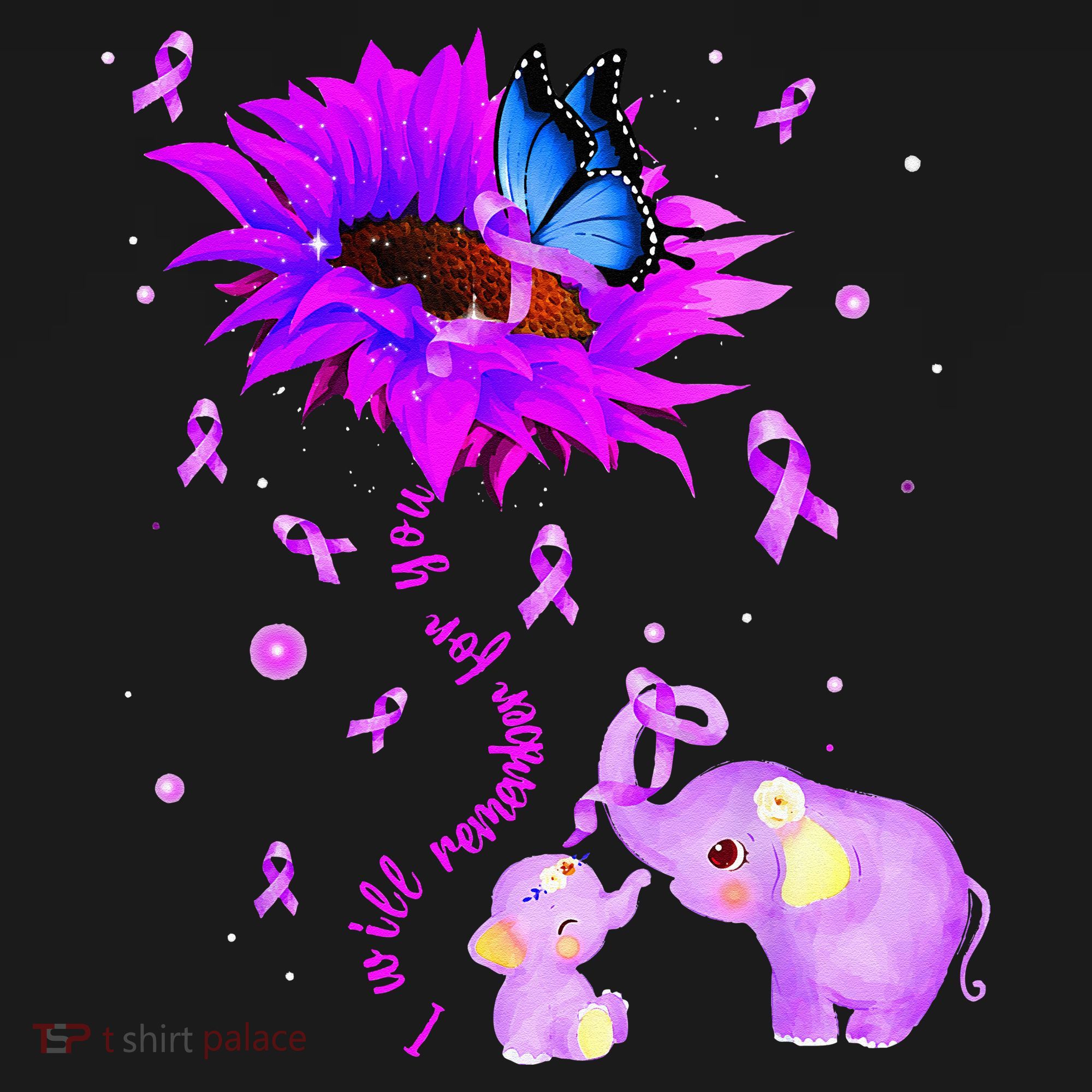 I Will Remember For You Elephant Flower Alzheimers Awareness Women's Hoodie