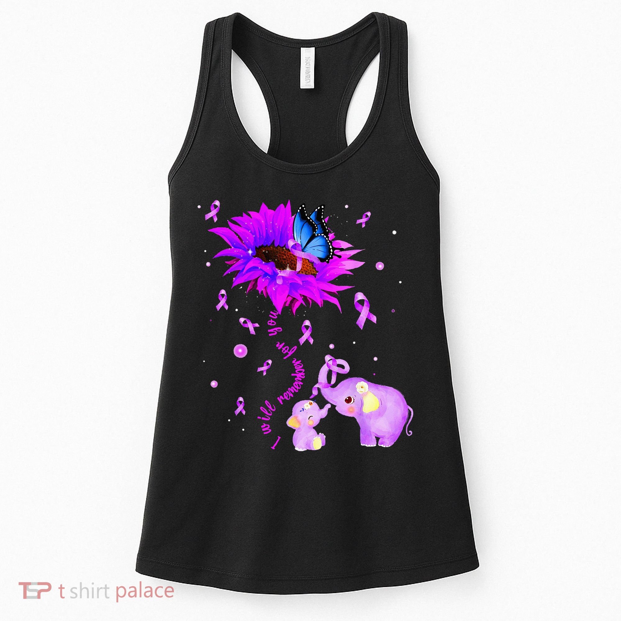 I Will Remember For You Elephant Flower Alzheimers Awareness Women's Tank Top