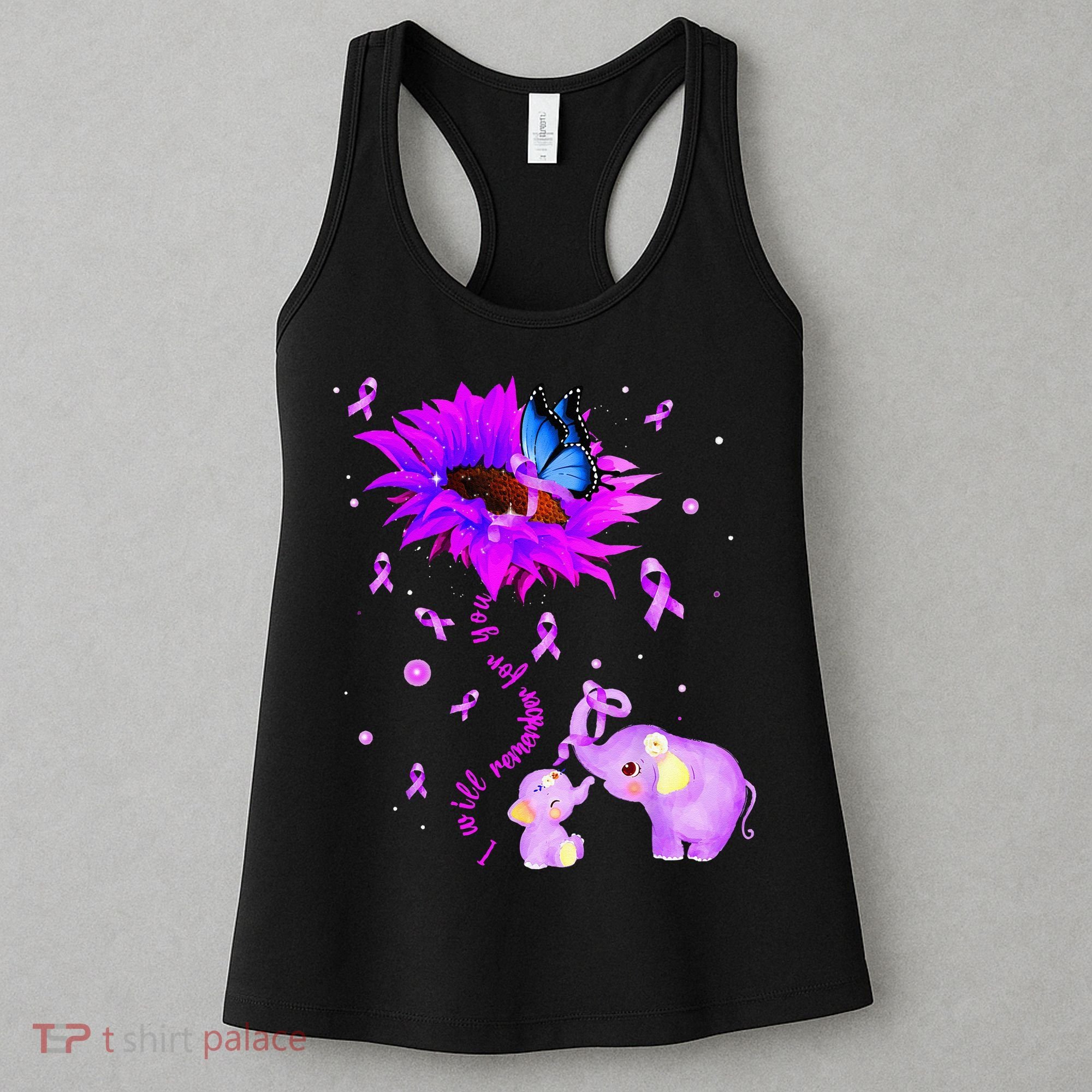 I Will Remember For You Elephant Flower Alzheimers Awareness Women's Tank Top