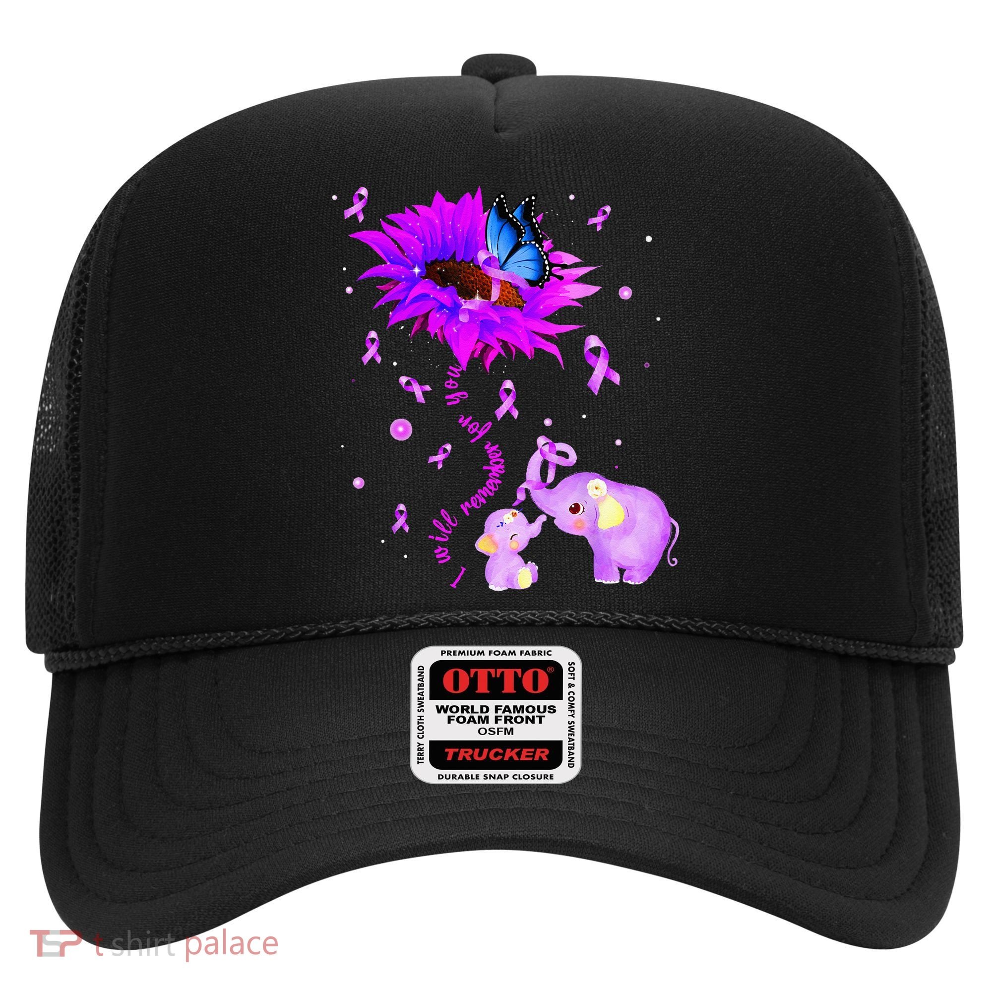 I Will Remember For You Elephant Flower Alzheimers Awareness Hat