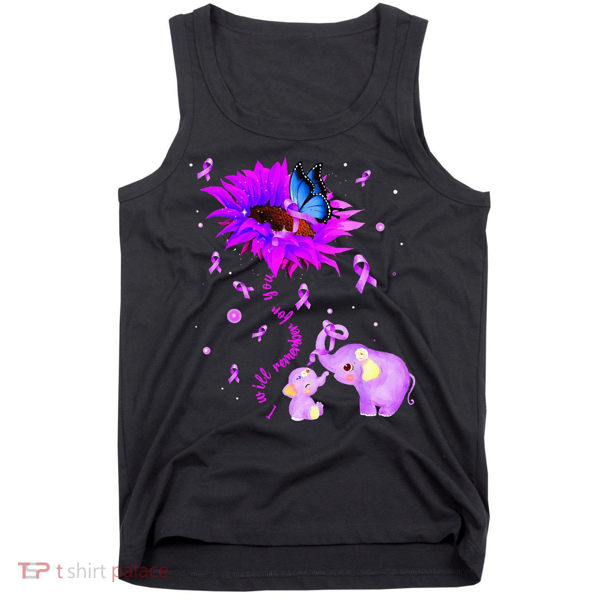 I Will Remember For You Elephant Flower Alzheimers Awareness Tank Top