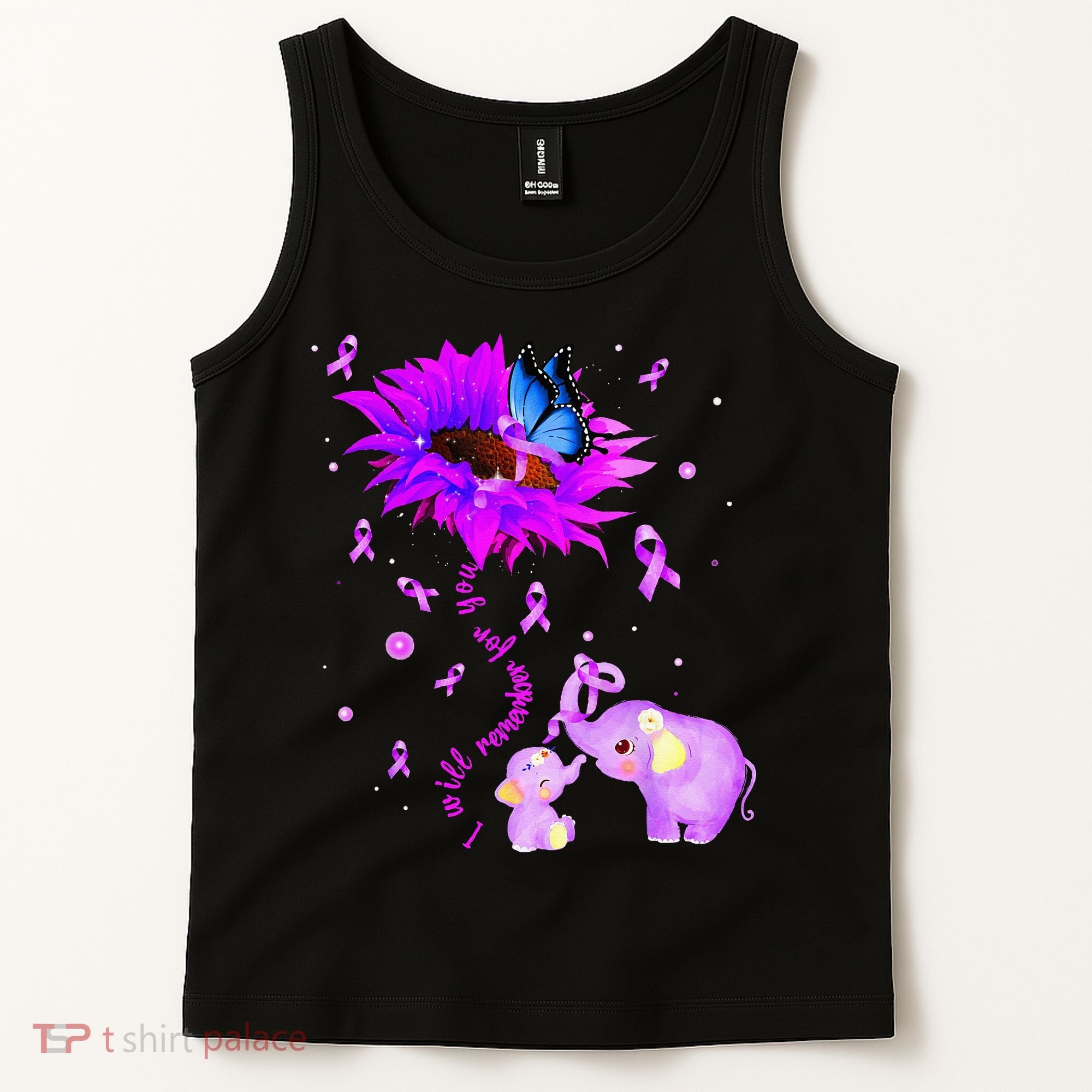 I Will Remember For You Elephant Flower Alzheimers Awareness Tank Top