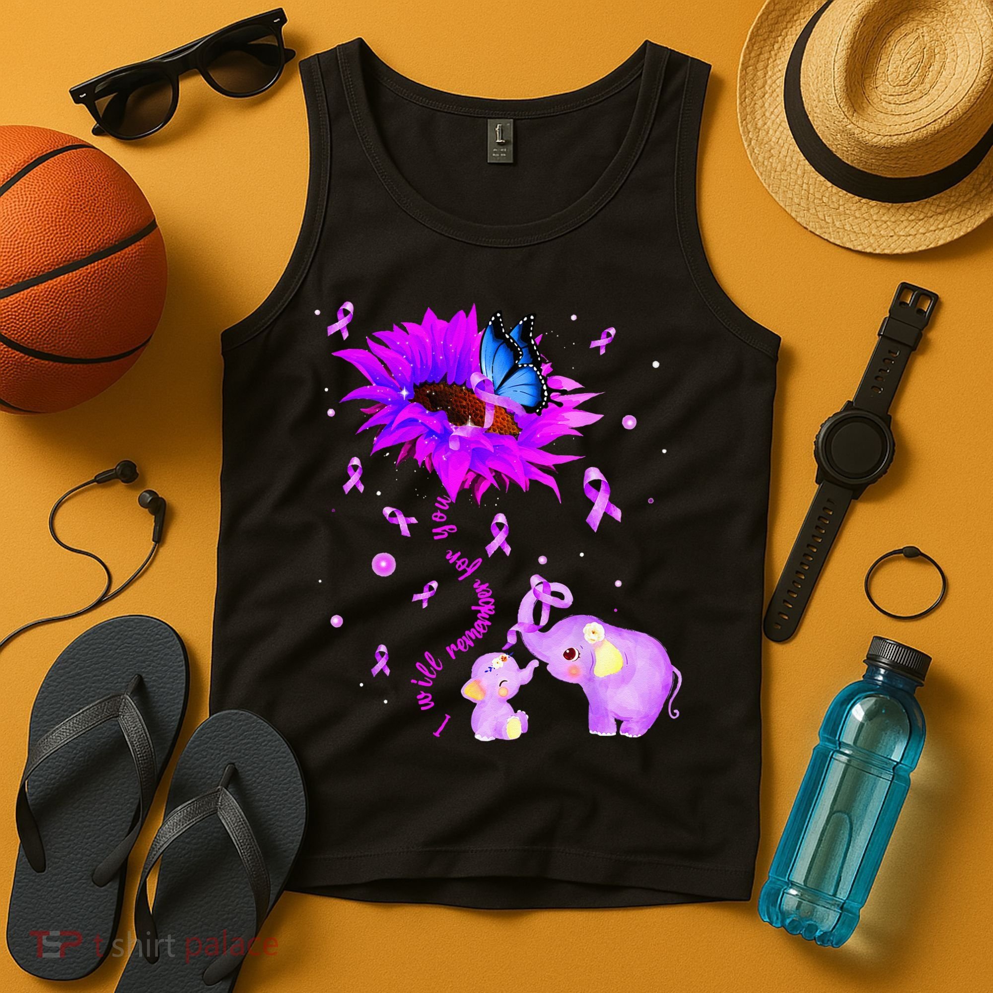 I Will Remember For You Elephant Flower Alzheimers Awareness Tank Top