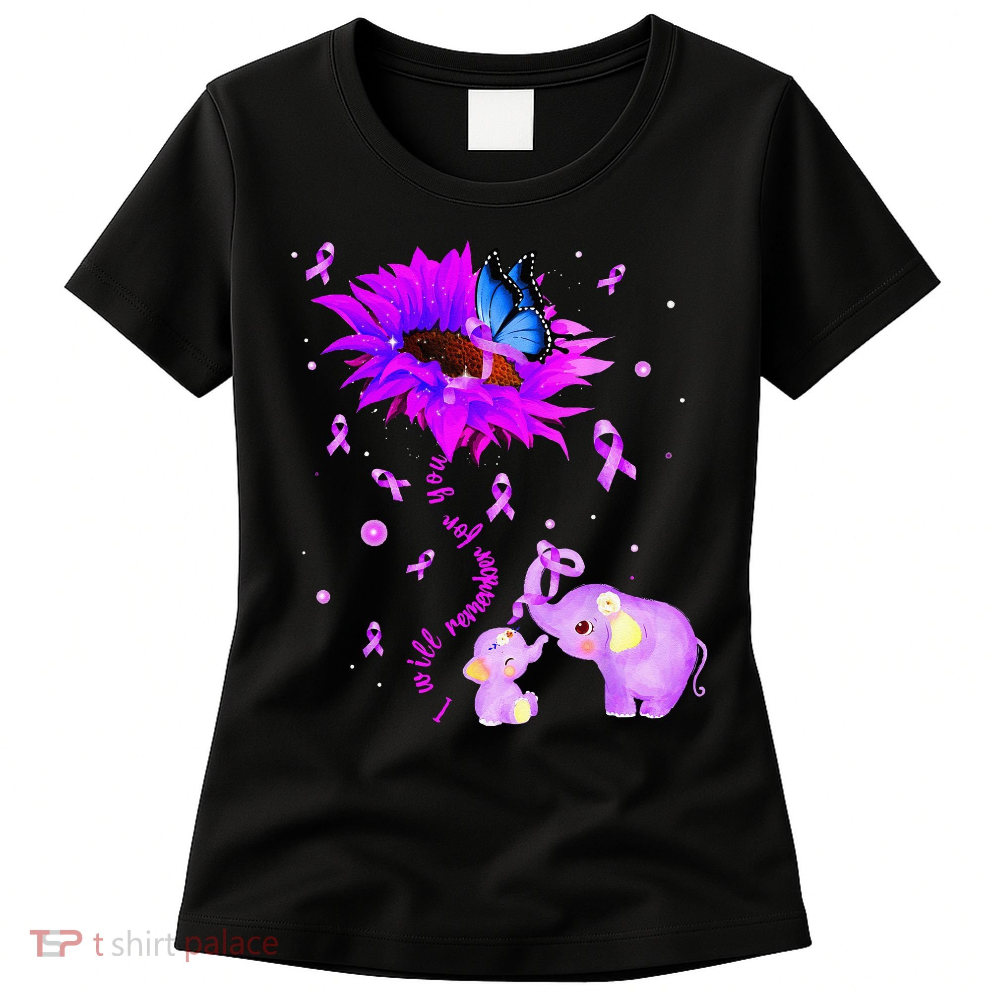 I Will Remember For You Elephant Flower Alzheimers Awareness Women's T-Shirt