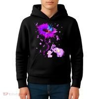 I Will Remember For You Elephant Flower Alzheimers Awareness Kids Hoodie thumb 4