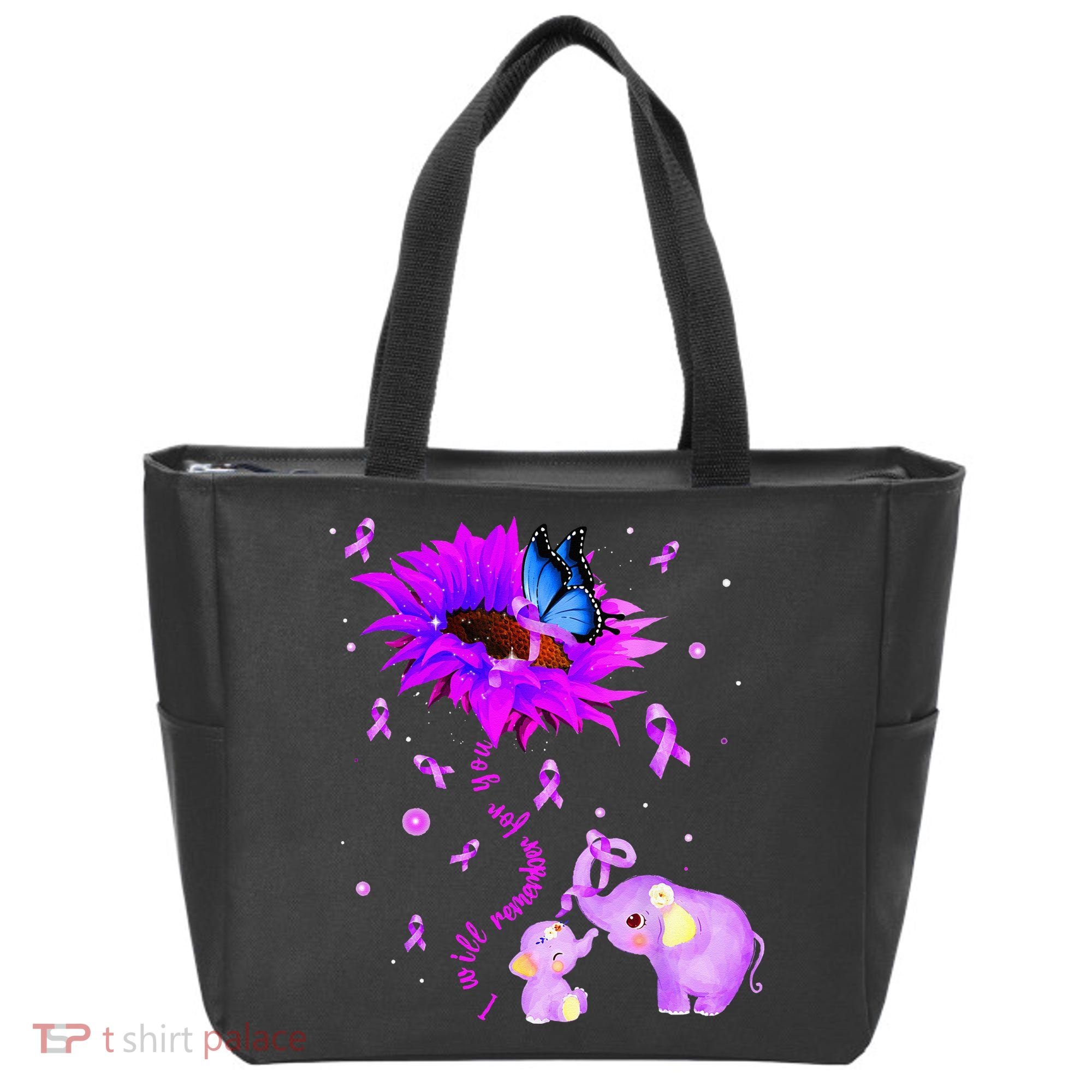 I Will Remember For You Elephant Flower Alzheimers Awareness Tote Bag