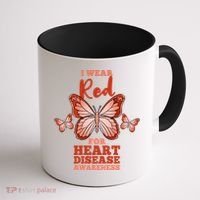 I Wear Red For Heart Disease Awareness Gift Coffee Mug thumb 1