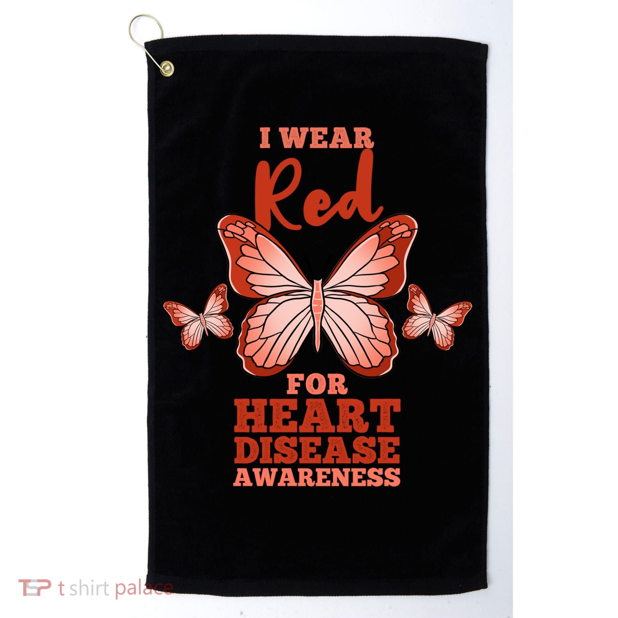 I Wear Red For Heart Disease Awareness Gift Golf Towel