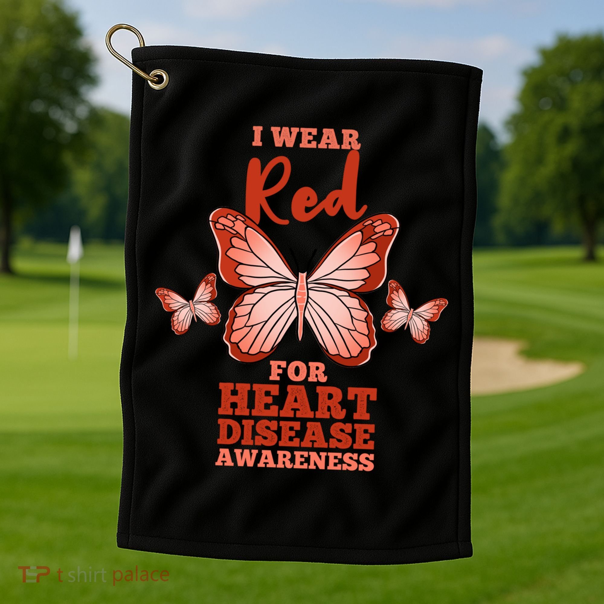 I Wear Red For Heart Disease Awareness Gift Golf Towel