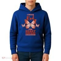 I Wear Red For Heart Disease Awareness Gift Kids Hoodie thumb 4