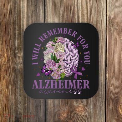 I Will Remember For You Butterfly Alzheimers Awareness Coaster