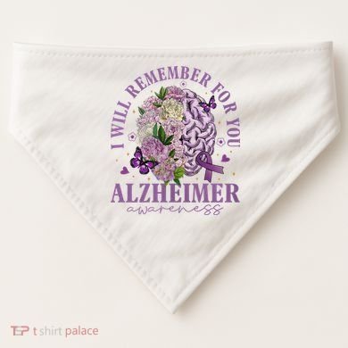 I Will Remember For You Butterfly Alzheimers Awareness USA-Made Doggie Bandana
