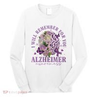 I Will Remember For You Butterfly Alzheimers Awareness Long Sleeve Shirt thumb 0