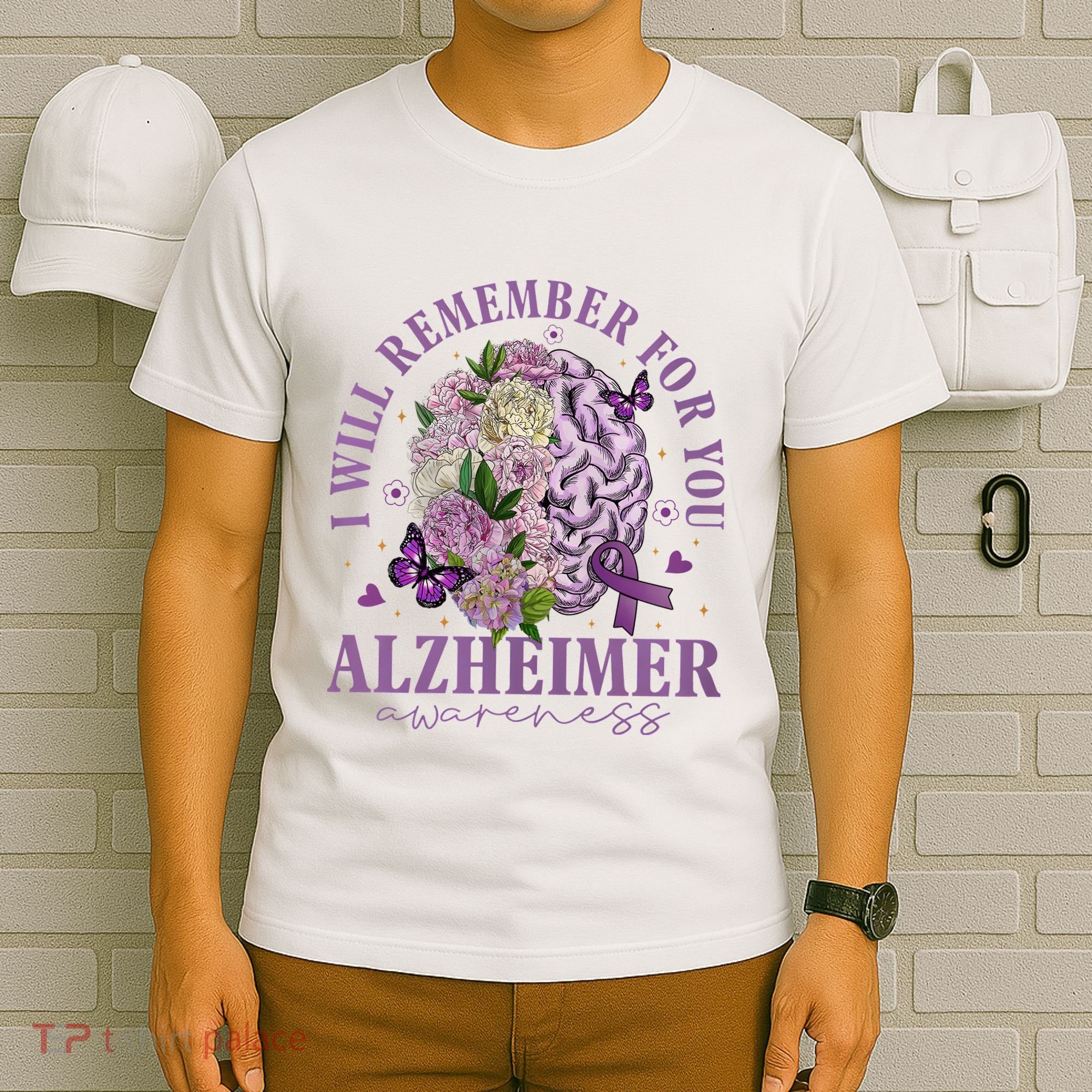 I Will Remember For You Butterfly Alzheimers Awareness T-Shirt
