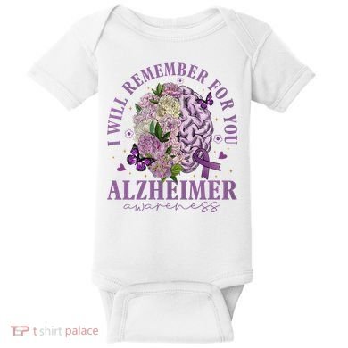 I Will Remember For You Butterfly Alzheimers Awareness Baby Bodysuit