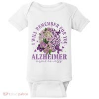 I Will Remember For You Butterfly Alzheimers Awareness Baby Bodysuit thumb 0