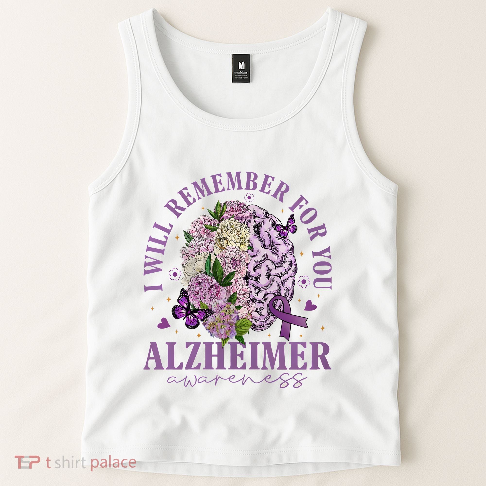 I Will Remember For You Butterfly Alzheimers Awareness Tank Top