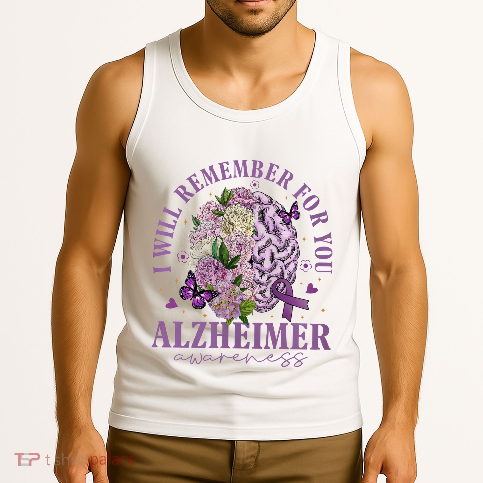 I Will Remember For You Butterfly Alzheimers Awareness Tank Top