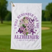 I Will Remember For You Butterfly Alzheimers Awareness Golf Towel thumb 1