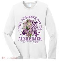I Will Remember For You Butterfly Alzheimers Awareness Women's Long Sleeve Shirt thumb 0