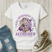 I Will Remember For You Butterfly Alzheimers Awareness Women's T-Shirt thumb 3