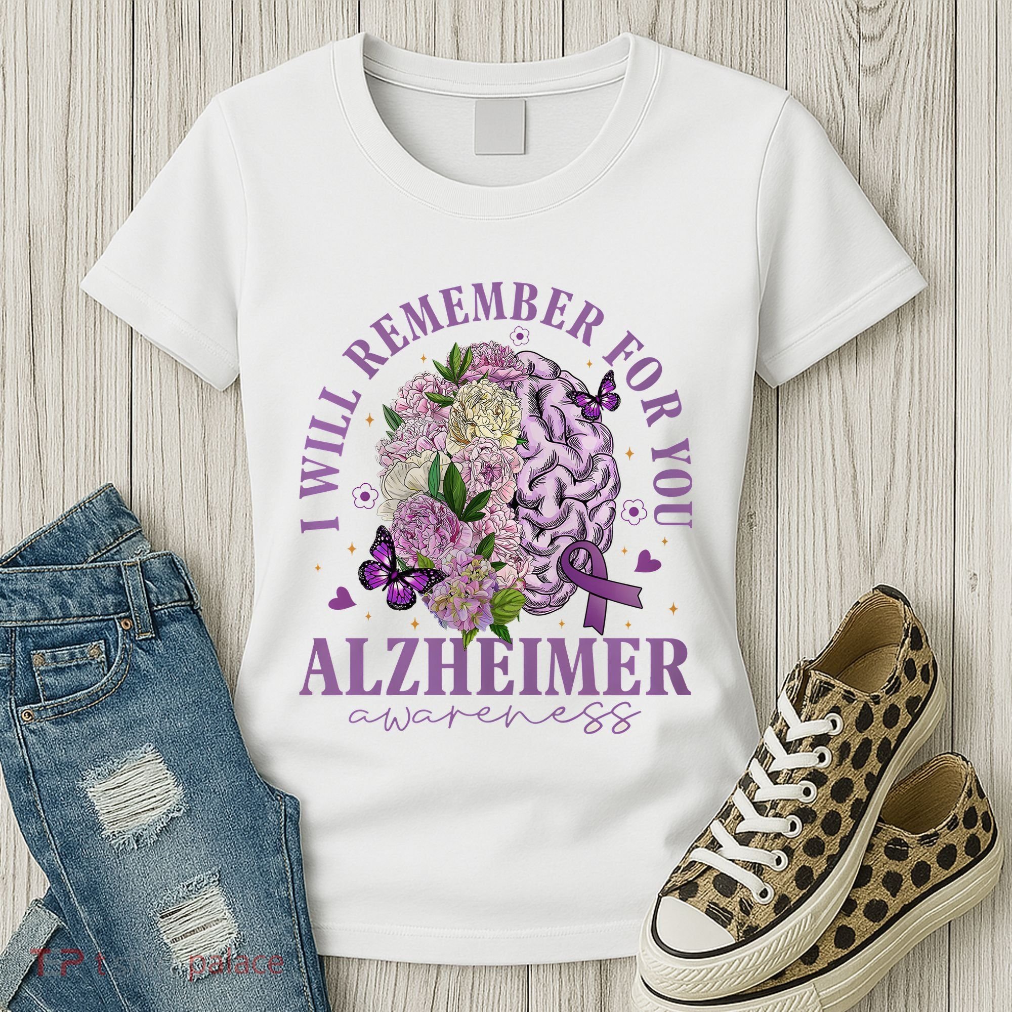 I Will Remember For You Butterfly Alzheimers Awareness Women's T-Shirt