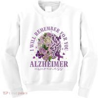 I Will Remember For You Butterfly Alzheimers Awareness Kids Sweatshirt thumb 0
