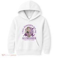I Will Remember For You Butterfly Alzheimers Awareness Kids Hoodie thumb 0