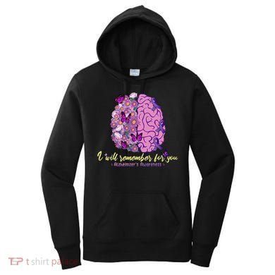 I Will Remember For You Brain Alzheimers Awareness Women's Hoodie