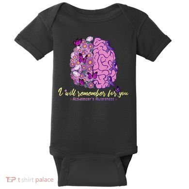 I Will Remember For You Brain Alzheimers Awareness Baby Bodysuit