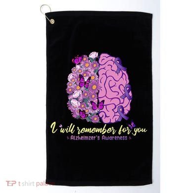 I Will Remember For You Brain Alzheimers Awareness Golf Towel