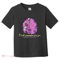 I Will Remember For You Brain Alzheimers Awareness Toddler T-Shirt thumb 0