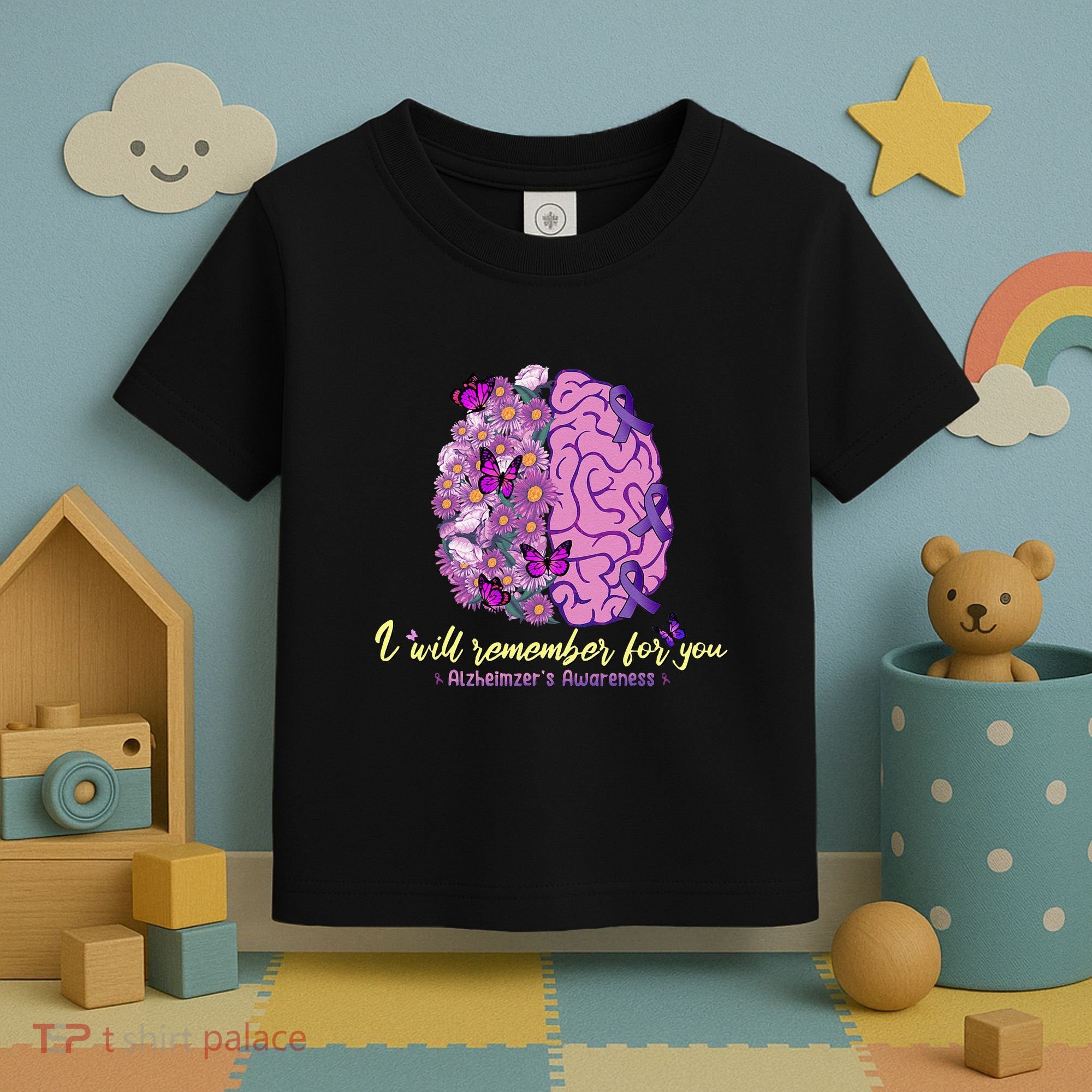 I Will Remember For You Brain Alzheimers Awareness Toddler T-Shirt