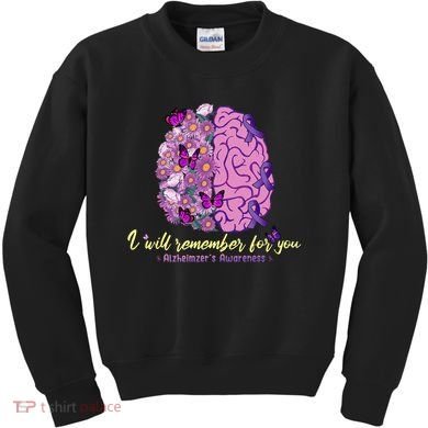 I Will Remember For You Brain Alzheimers Awareness Kids Sweatshirt