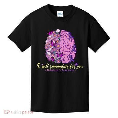 I Will Remember For You Brain Alzheimers Awareness Kids T-Shirt