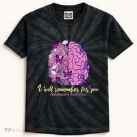 I Will Remember For You Brain Alzheimers Awareness Kids Tie-Dye T-Shirt thumb 0