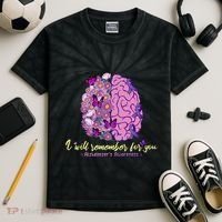 I Will Remember For You Brain Alzheimers Awareness Kids Tie-Dye T-Shirt thumb 2